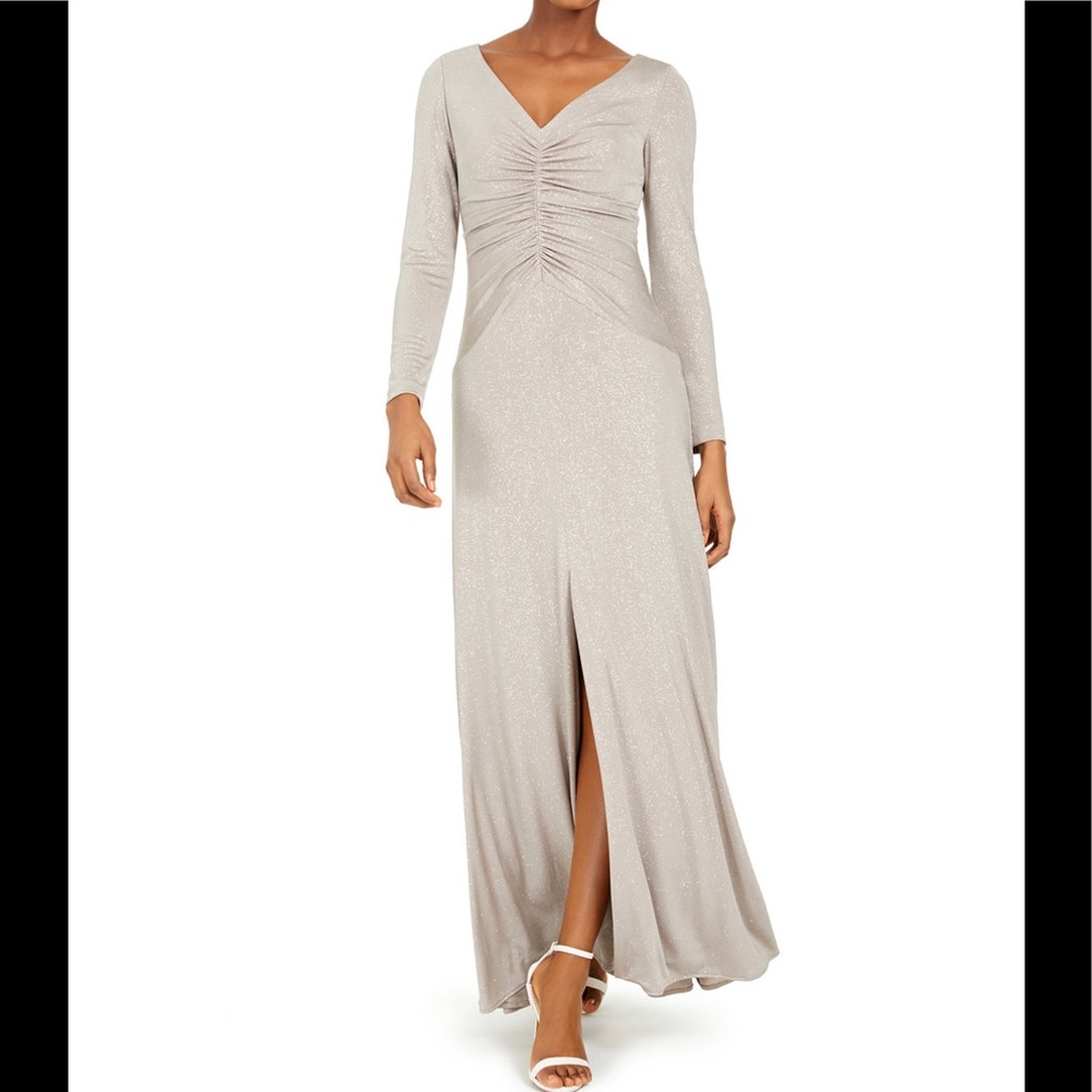 Eliza J Ruched Glitter Evening Gown Size 6 NWT Party Formal Dress